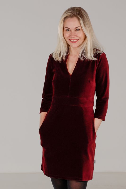 Kine burgundy kort basklänning