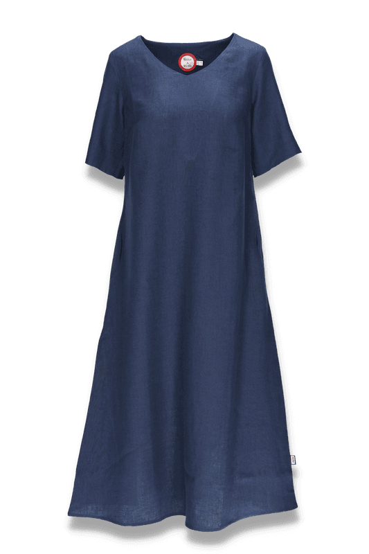 Gyda marinblå linne klänning