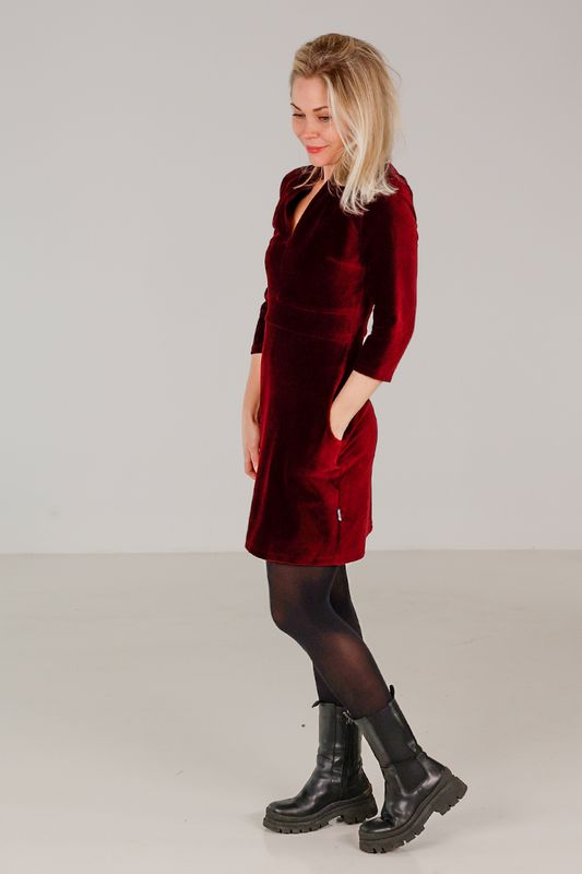 Kine burgundy kort basklänning