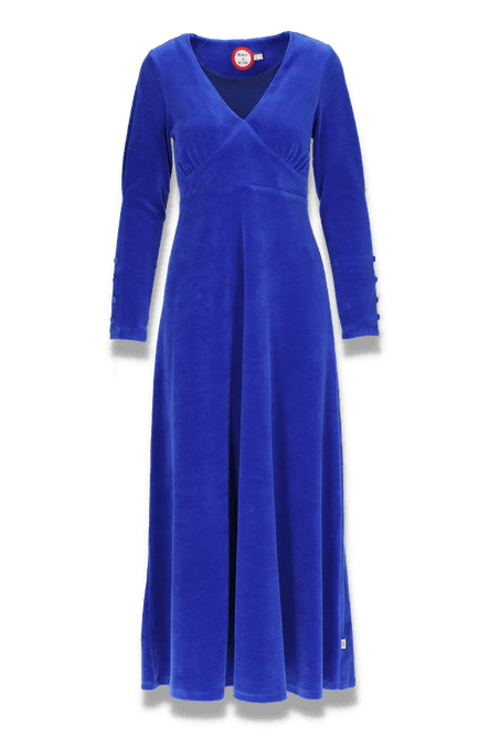 Huvudbild Inga kungsblå lång velurklänning