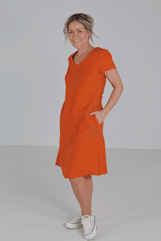 Hannalena orange linne klänning