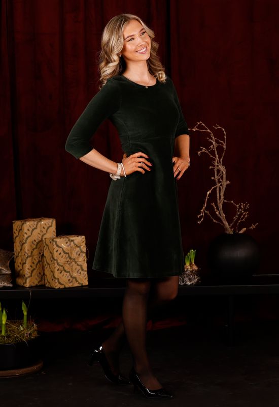 Elli klänning babycord combogrön