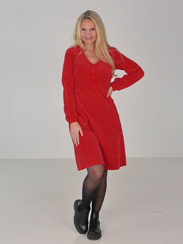 Janka röd velourklänning