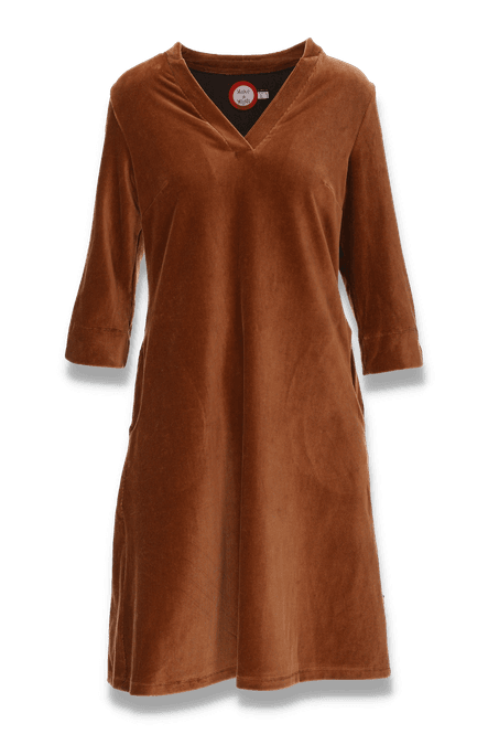 Huvudbild Saga nugat velourklänning med fickor