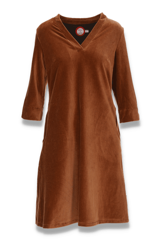 Saga nugat velourklänning med fickor