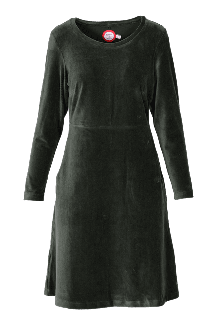 Huvudbild Anja basklänning i kombogrön babycord