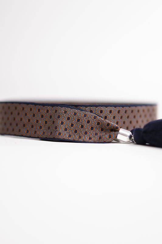 Belt ribbon hexagon blue brown 4 cm