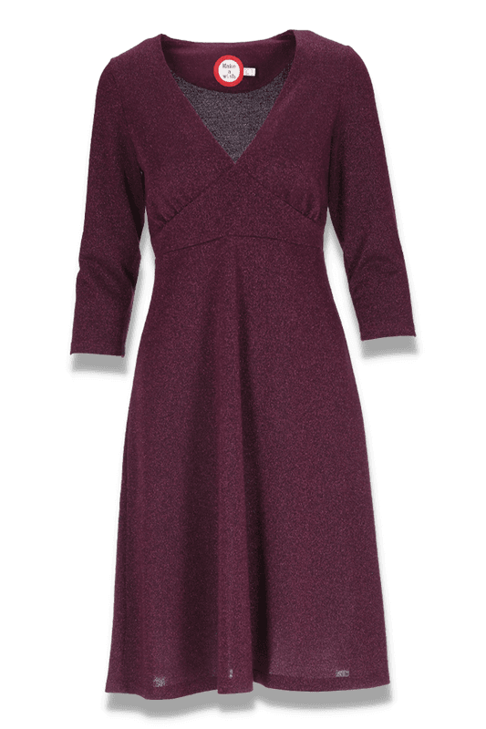 Sylvi plommonfärgad glitter klänning