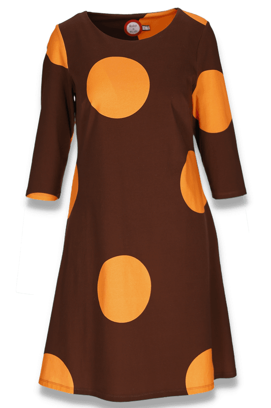 Tara brun och oransje klänning