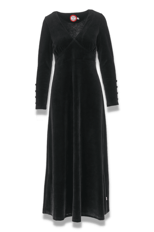 Inga svart lång velurklänning