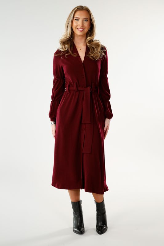 Antonette burgundy merinoull klänning