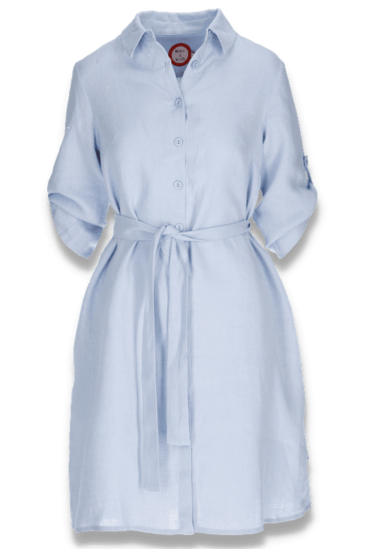 Fay himmelsblå skjortklänning i linne