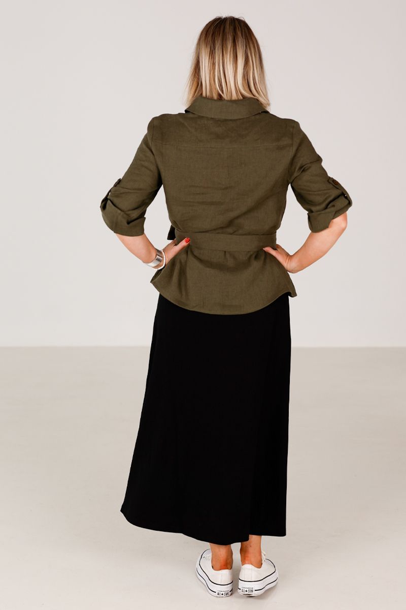 Linn khaki linneskjorta