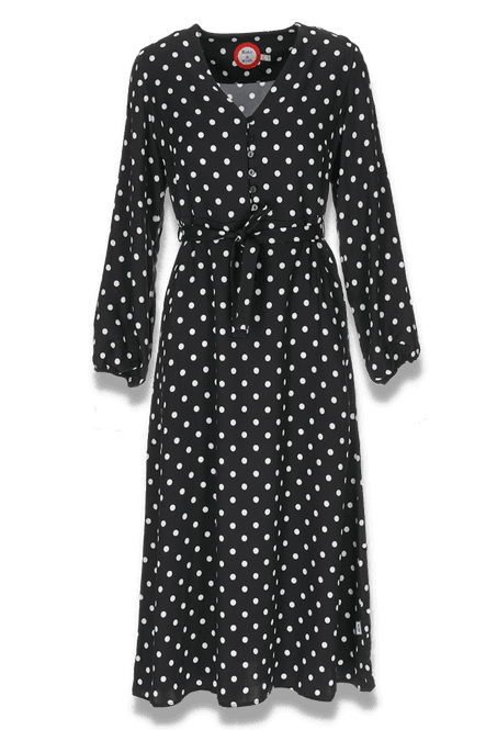 Huvudbild Mette svart polkadot klänning