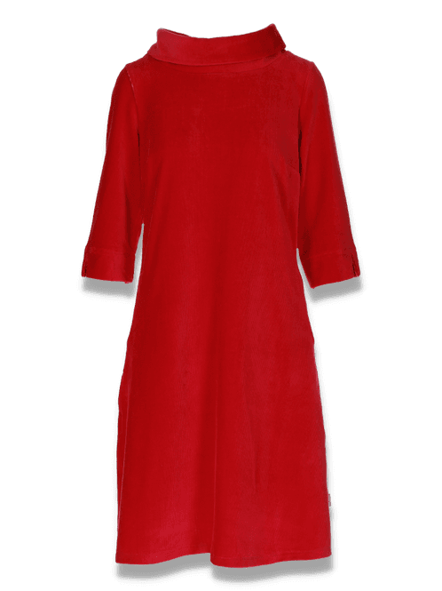 Huvudbild Sanna röd klänning i velur