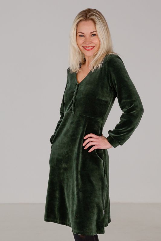 Janka kombogrön velourklänning