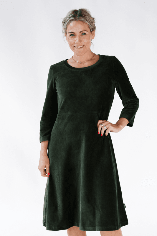 Elli klänning babycord combogrön