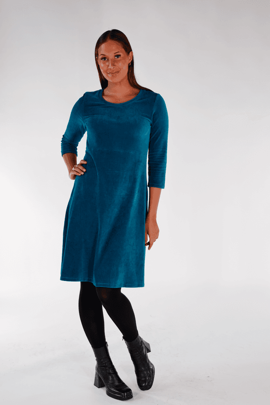 Elli klänning babycord petrol