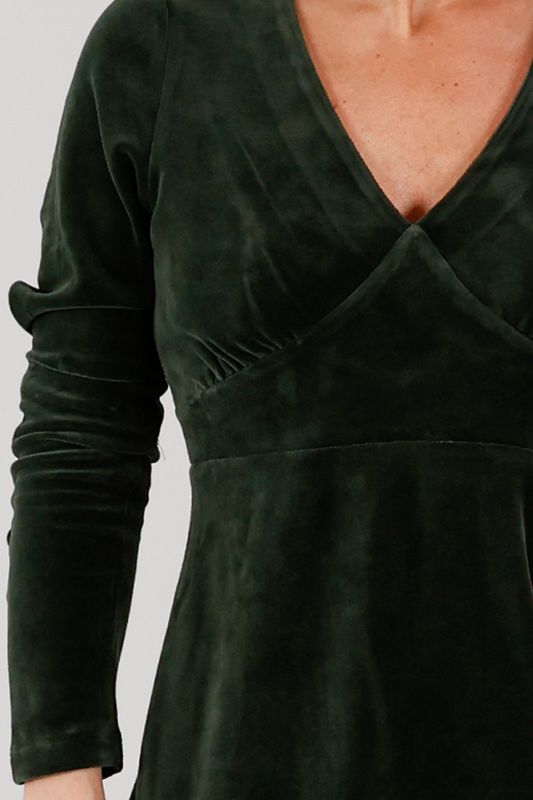 Inga kombogrön lång velurklänning