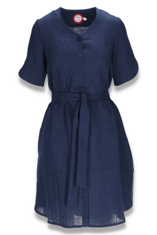 Alberte navyblå skjortklänning i linne