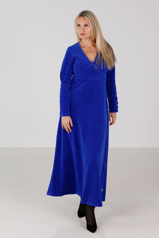 Inga kungsblå lång velurklänning
