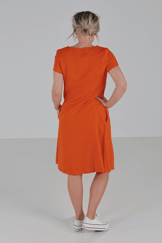 Hannalena orange linne klänning